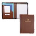 Contrast Stitch Leather Zipper Padfolio (Tan)